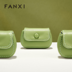 FANXI New-arrival Green Black PU Leahter Ring Storage Bag