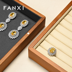 FANXI Wholesale Gray Solid Wood Jewelry Display Case
