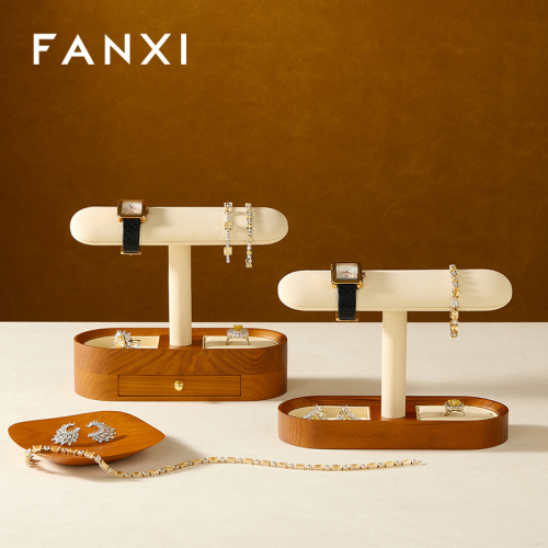 FANXI factory black beige Wooden Microfiber fashion jewelry holder