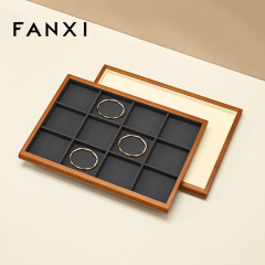 FANXI Wholesale Gray Solid Wood Jewelry Display Tray