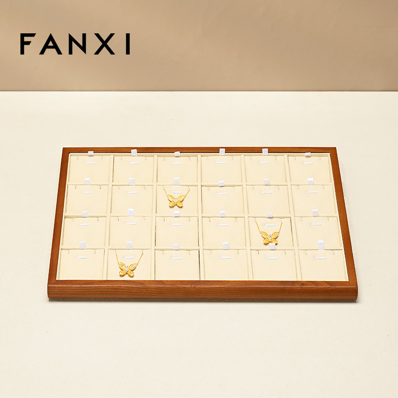 FANXI Wholesale Gray Solid Wood Jewelry Display Tray