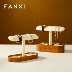 FANXI factory black beige Wooden Microfiber fashion jewelry holder
