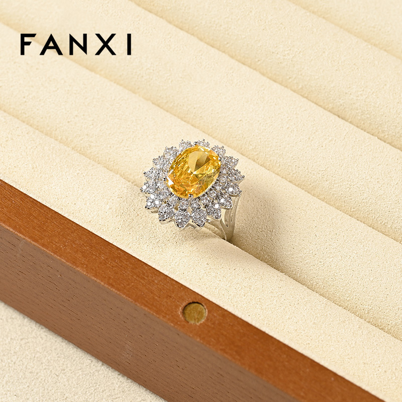 FANXI Wholesale Gray Solid Wood Jewelry Display Case