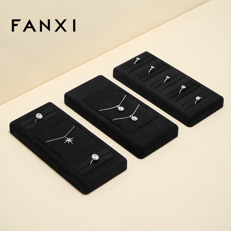New design black microfiber jewelry display set for ring pendant bangle