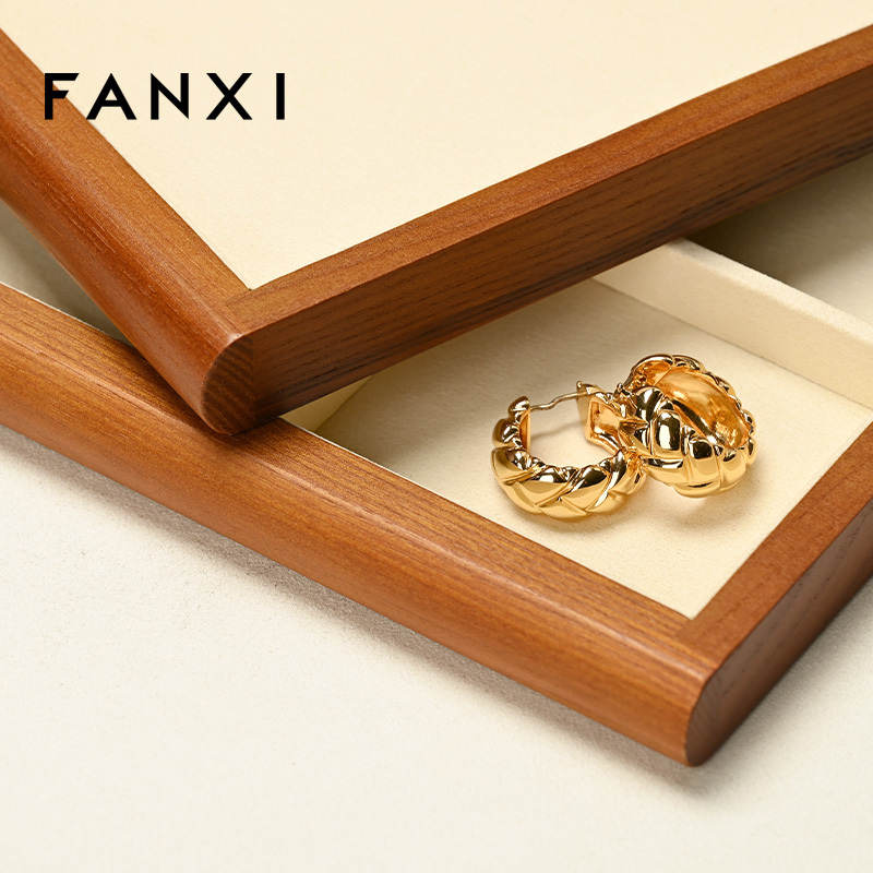 FANXI Wholesale Gray Solid Wood Jewelry Display Tray