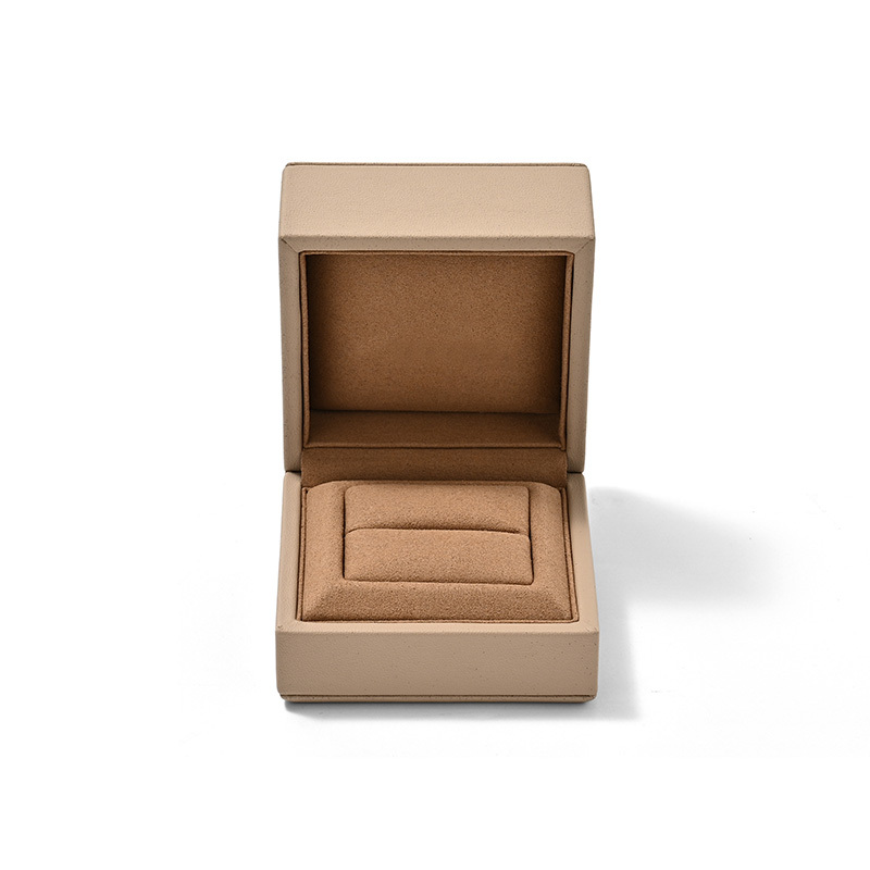 FANXI Custom Coffee Color PU Leather Microfiber Ring Box