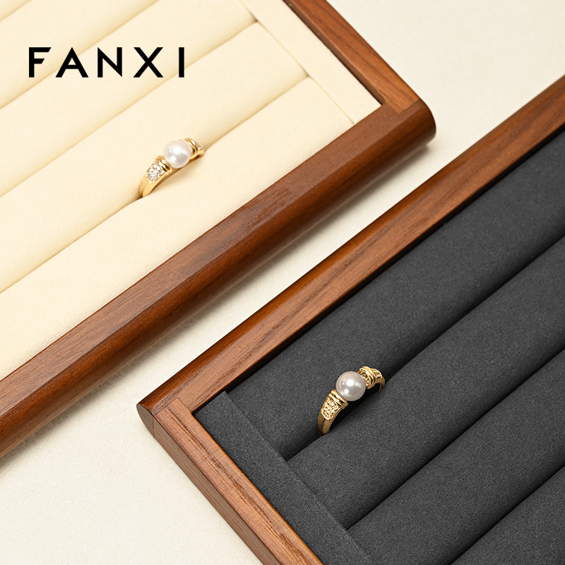 FANXI Wholesale Gray Solid Wood Jewelry Display Tray