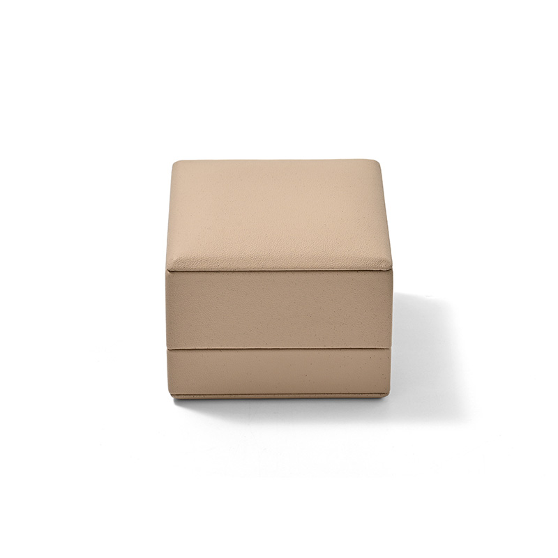 FANXI Custom Coffee Color PU Leather Microfiber Ring Box