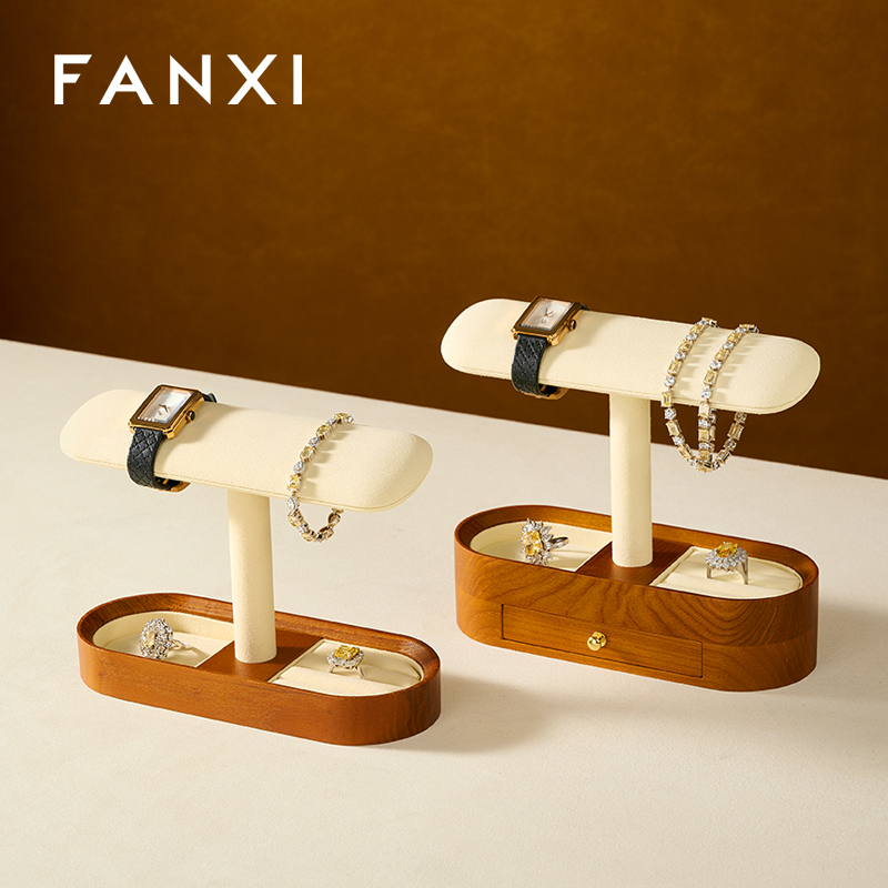 FANXI factory black beige Wooden Microfiber fashion jewelry holder