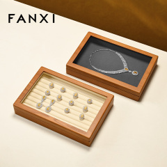 FANXI Wholesale Gray Solid Wood Jewelry Display Case