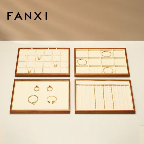 FANXI Wholesale Gray Solid Wood Jewelry Display Tray