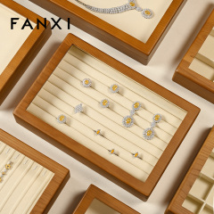 FANXI Wholesale Gray Solid Wood Jewelry Display Case