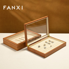 FANXI Wholesale Gray Solid Wood Jewelry Display Case