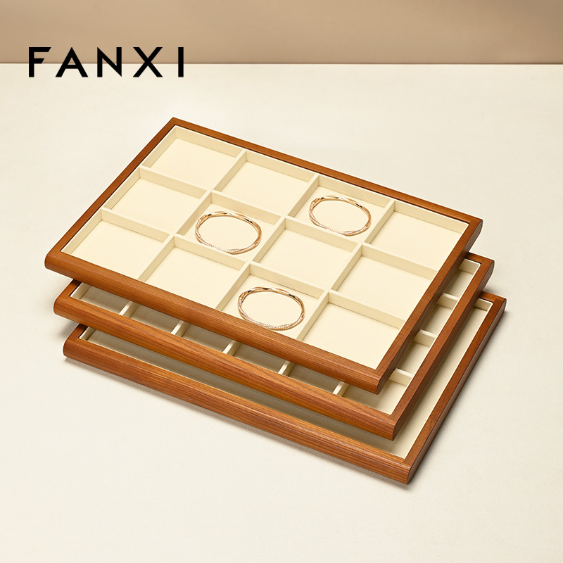 FANXI Wholesale Gray Solid Wood Jewelry Display Tray