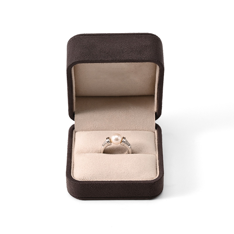 FANXI Custom Chocolate Color Suede Ring Box