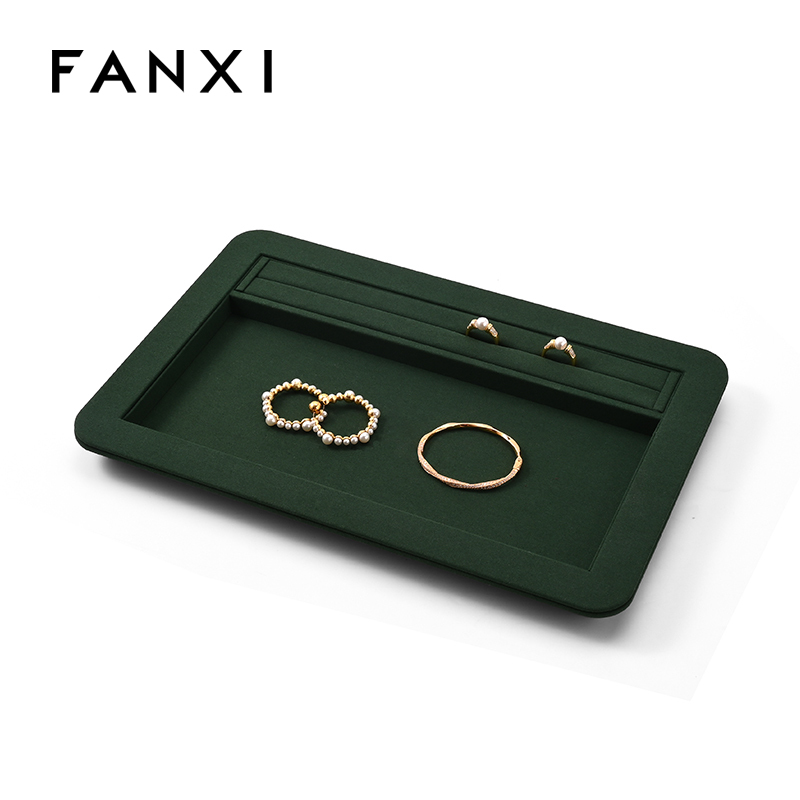 FANXI Custom Green Microfiber Jewelry Display Tray