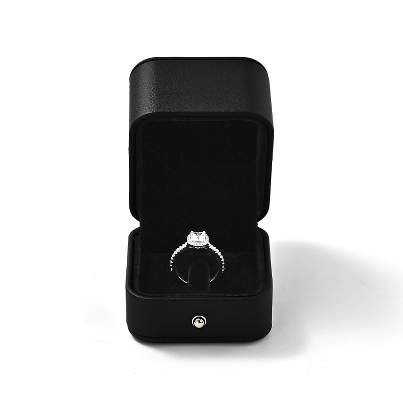 FANXI Custom Black PU Leather Velvet Ring Box