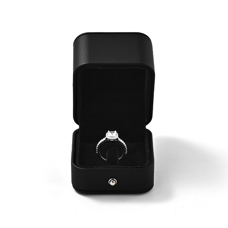 FANXI Custom Black PU Leather Velvet Ring Box