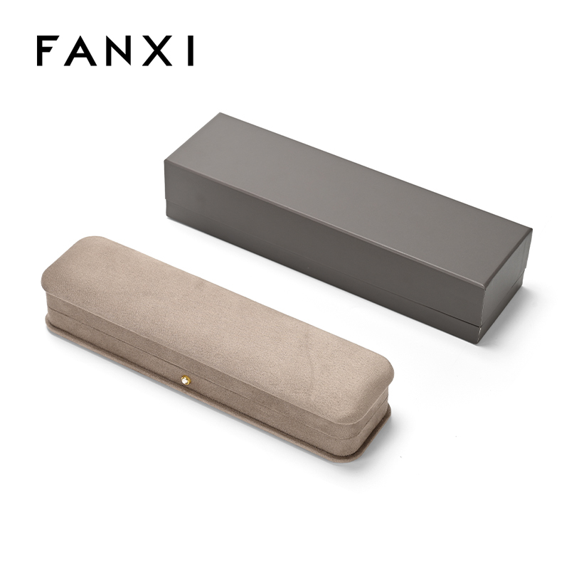 FANXI Custom Coffee-colored Suede Long Chain Box