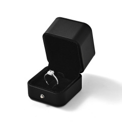 FANXI Custom Black PU Leather Velvet Ring Box