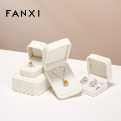 FANXI Custom Logo Luxury Plastic Packaging Boxes For Ring Earrings Necklace Bracelet Packing For Beige Velvet Jewellery Box