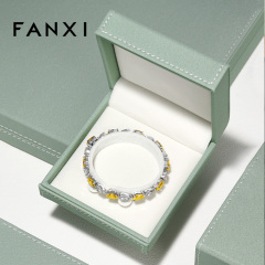 FANXI Hot-sale Green Leather Long Plush Jewelry Box