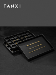 FANXI Fashion Black PU leather Jewelry Display Plate