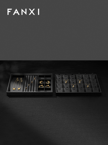 FANXI Fashion Black PU leather Jewelry Display Plate