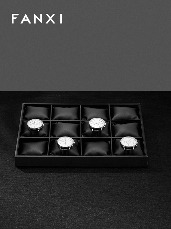 FANXI Fashion Black PU leather Jewelry Display Plate