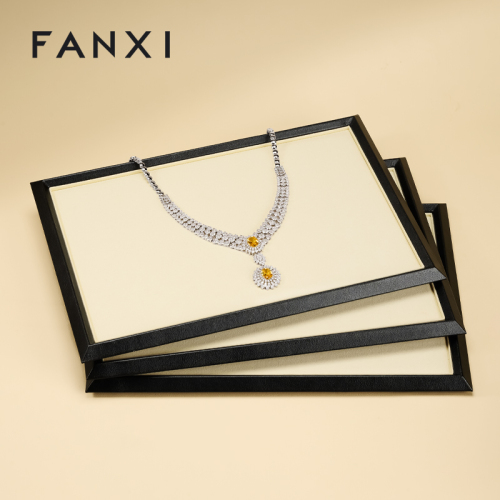FANXI Factory Beige PU leather Microfiber Jewelry Plate