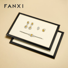FANXI Factory Beige PU leather Microfiber Jewelry Plate