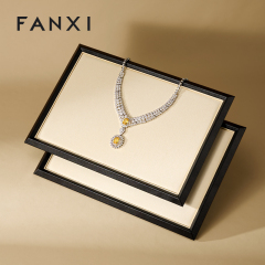 FANXI Factory Beige PU leather Microfiber Jewelry Plate