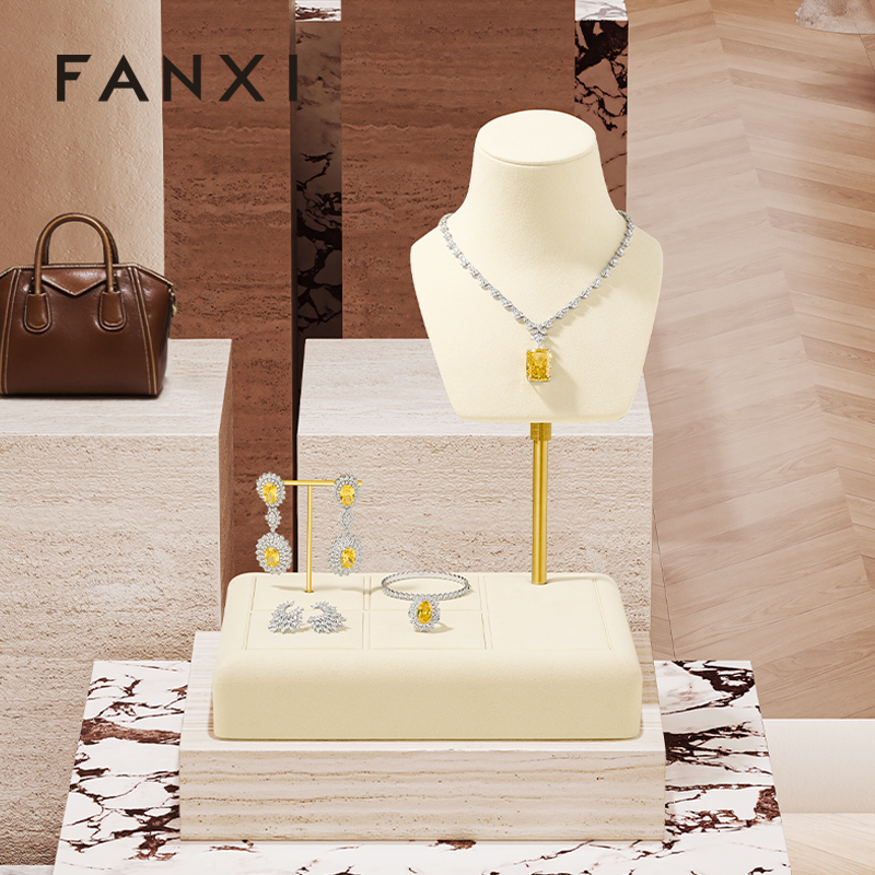 FANXI Luxury Polychrome Microfiber Jewelry Display Set
