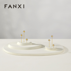 FANXI Fashion Beige Microfiber Metal Jewellery Ring Display