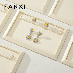 FANXI Fashion Beige Leather Microfiber Jewelry Tray