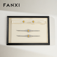 FANXI Fashion Beige Leather Microfiber Jewelry Tray