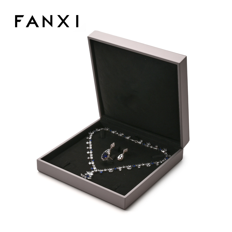FANXI Custom Black Microfiber Set Jewelry Box