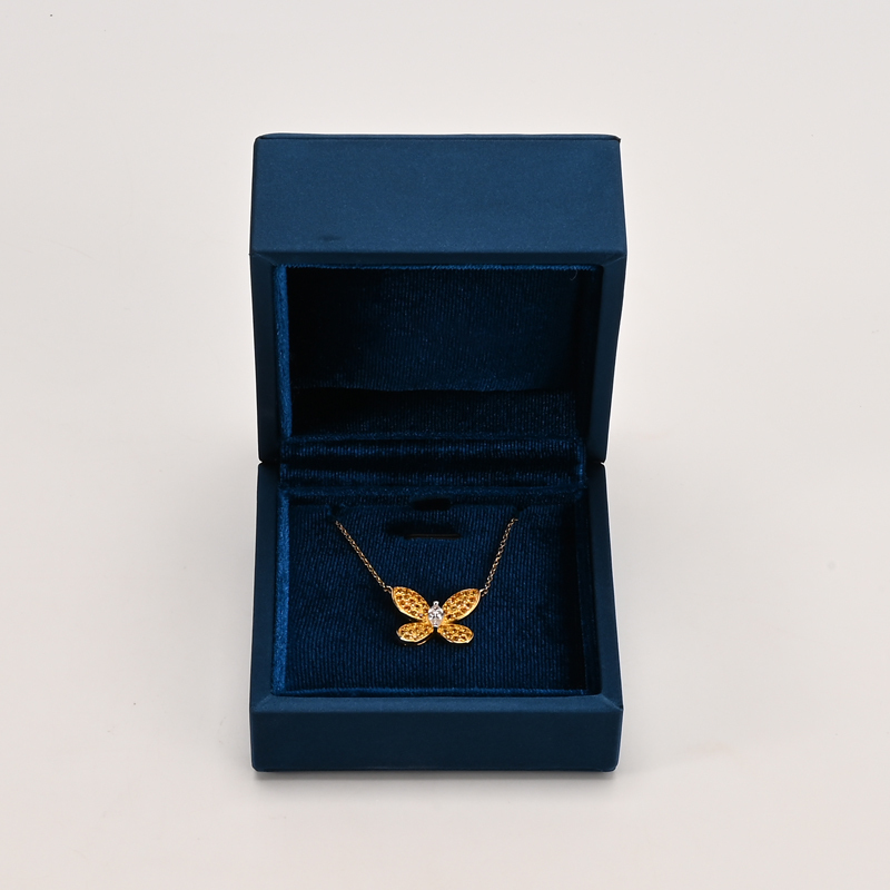 FANXI Custom Blue PU Leather Velvet Pendant Box