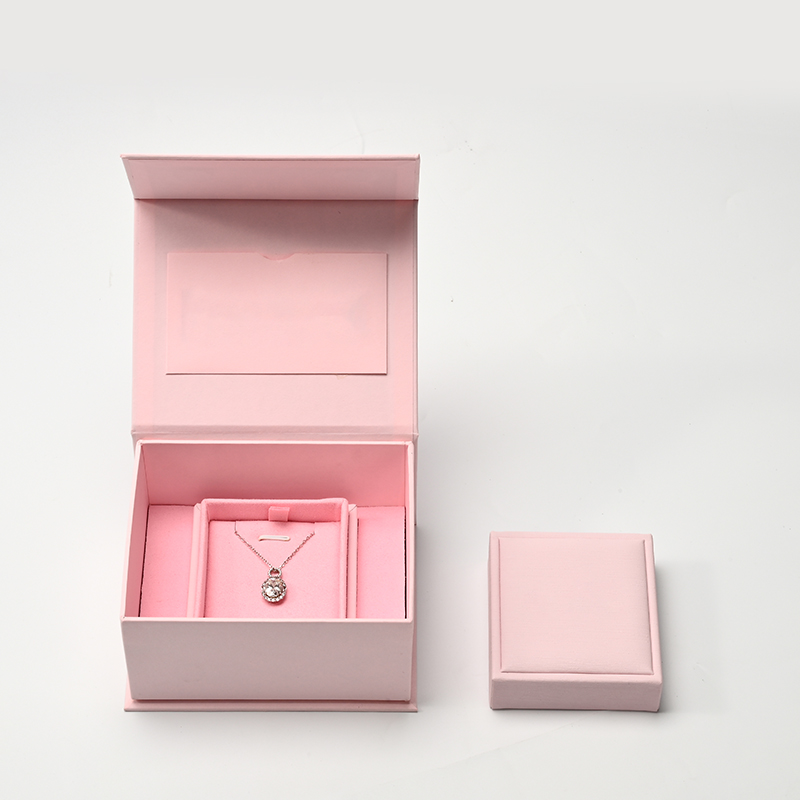 FANXI Custom Pink PU Leather Microfiber Jewelry Box