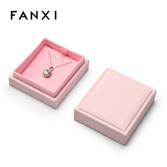 FANXI Custom Pink PU Leather Microfiber Jewelry Box