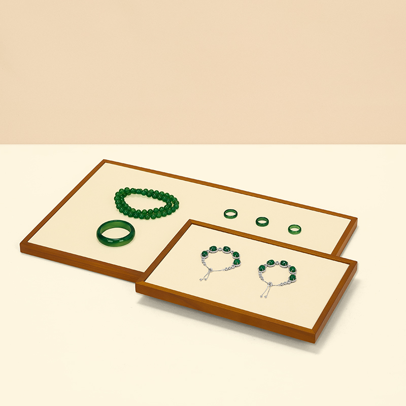 FANXI Factory Grey Wood Microfiber Jewelry Display Plate
