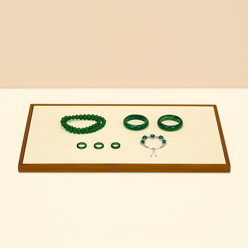 FANXI Factory Grey Wood Microfiber Jewelry Display Plate