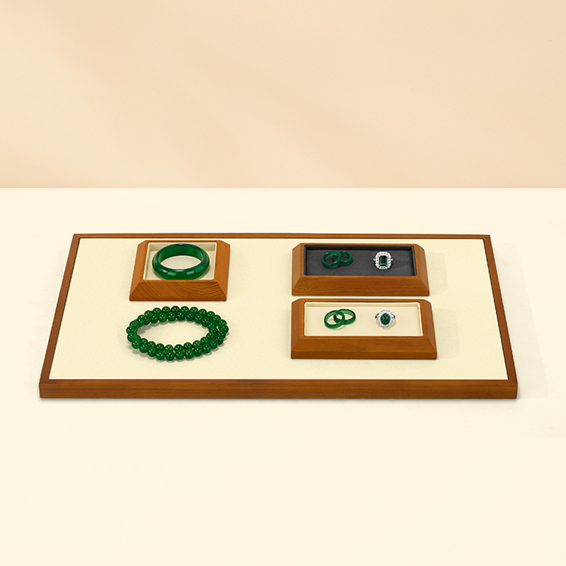 FANXI Factory Grey Wood Microfiber Jewelry Display Plate