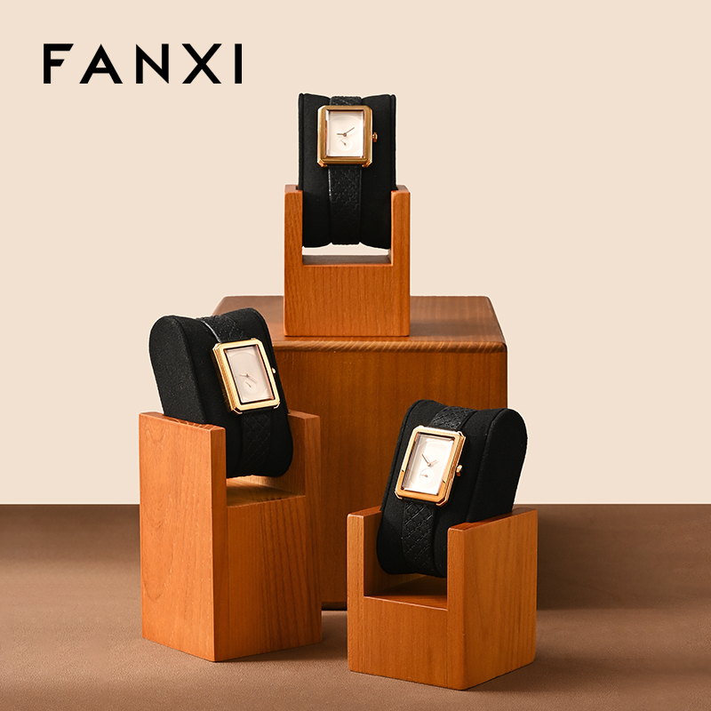 FANXI New Arrival Black Wooden Jewelry Display Stand