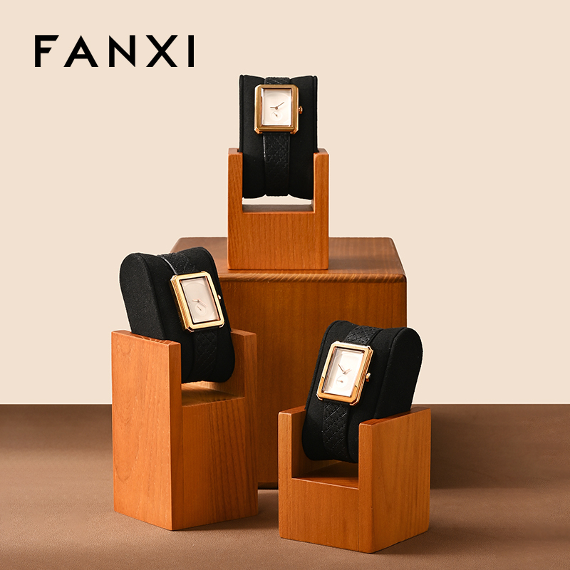 FANXI New Arrival Black Wooden Jewelry Display Stand
