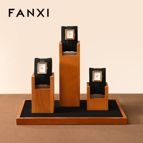 FANXI New Arrival Black Wooden Jewelry Display Stand