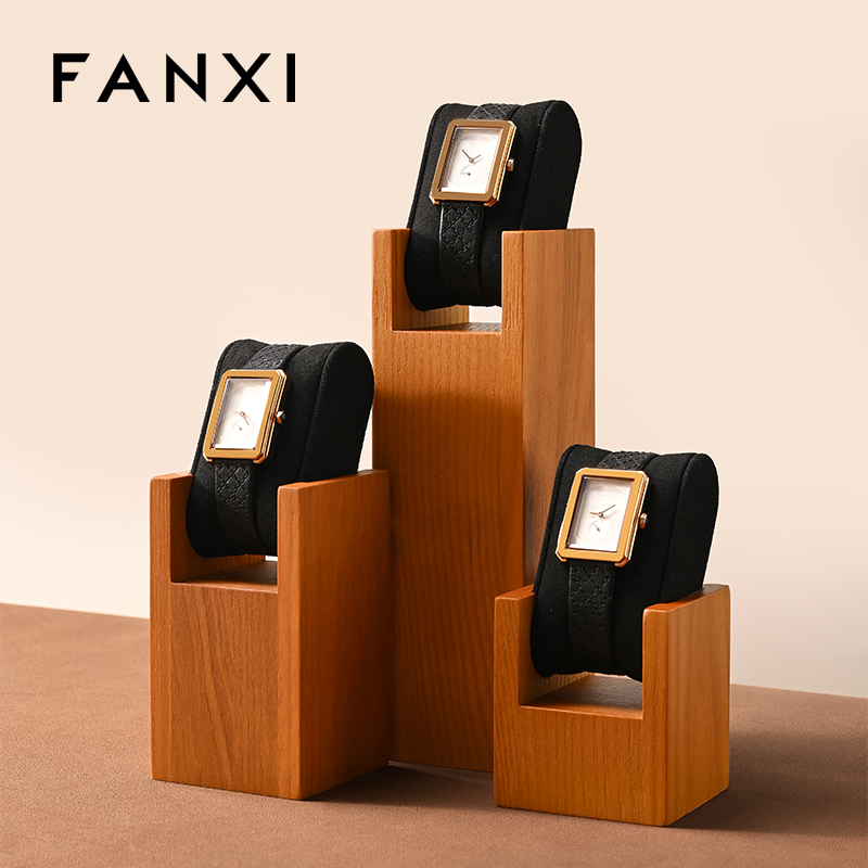 FANXI New Arrival Black Wooden Jewelry Display Stand