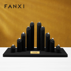FANXI Luxury Black Metal Microfiber Jewelry Display Sets