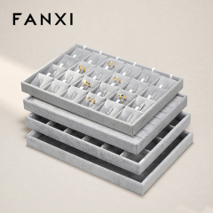 FANXI Wholesale Silver Gray Velvet Jewelry Display Tray