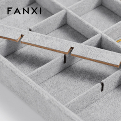 FANXI Wholesale Silver Gray Velvet Jewelry Display Tray